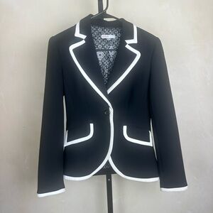 Elegant Black Blazer with White Accents